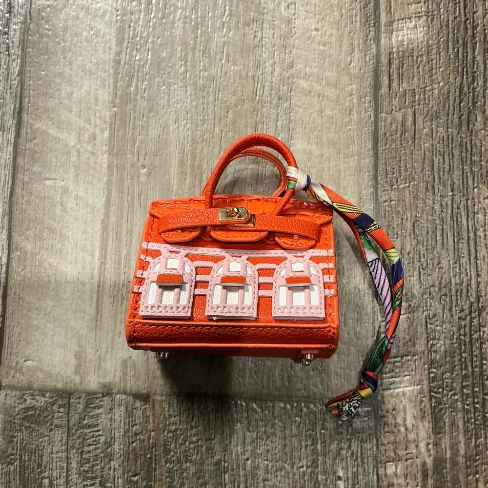 Orange and Pink Designer AirPod Purse - Picture 5 of 7